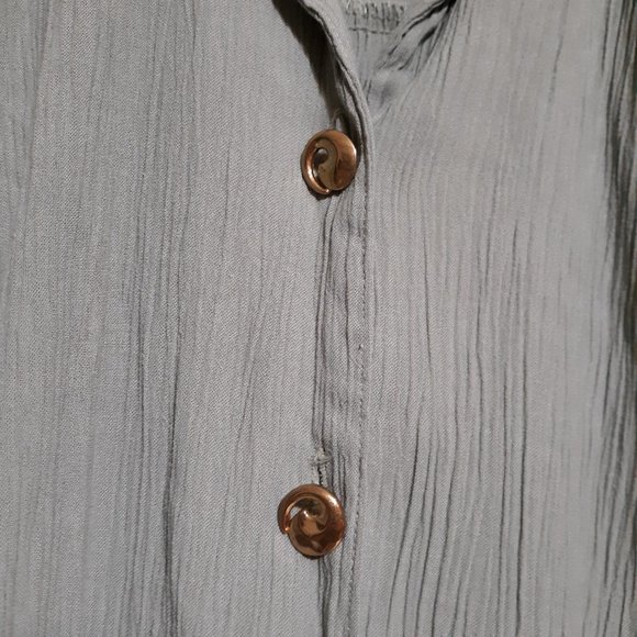 Vintage DONNA TORAN Womens Large Cardigan Top Grey textured button roll tab EUC - Picture 3 of 6